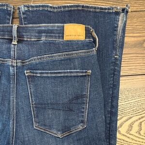 American Eagle Women's Dark Blue High Rise Flare Jeans